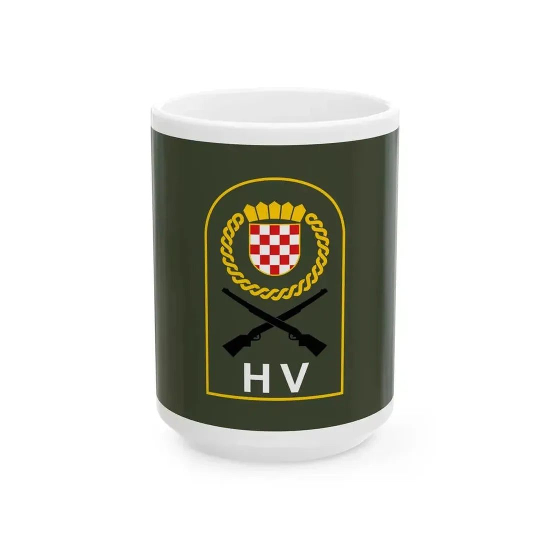 Flag of Croatian Army (Croatia) White Coffee Mug 15oz - Go Mug Yourself
