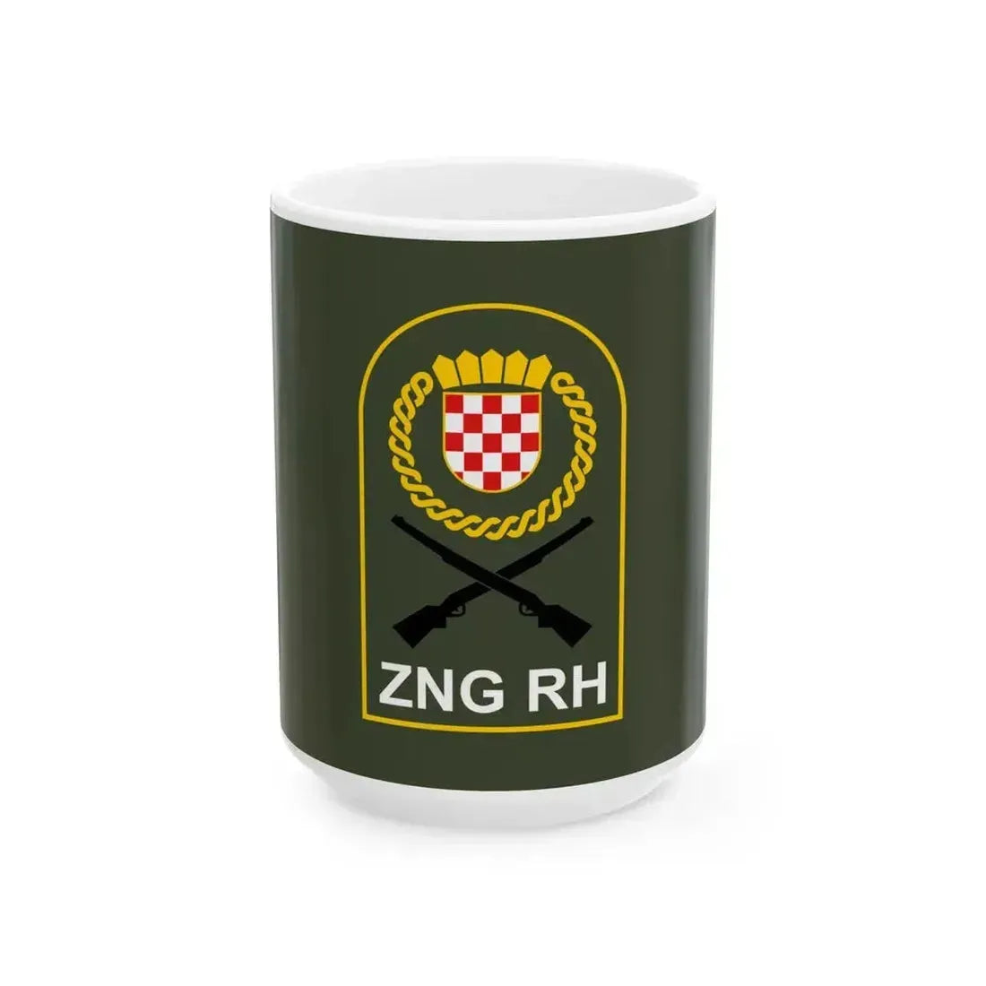 Flag of Croatian National Guard (Croatia) White Coffee Mug 15oz - Go Mug Yourself