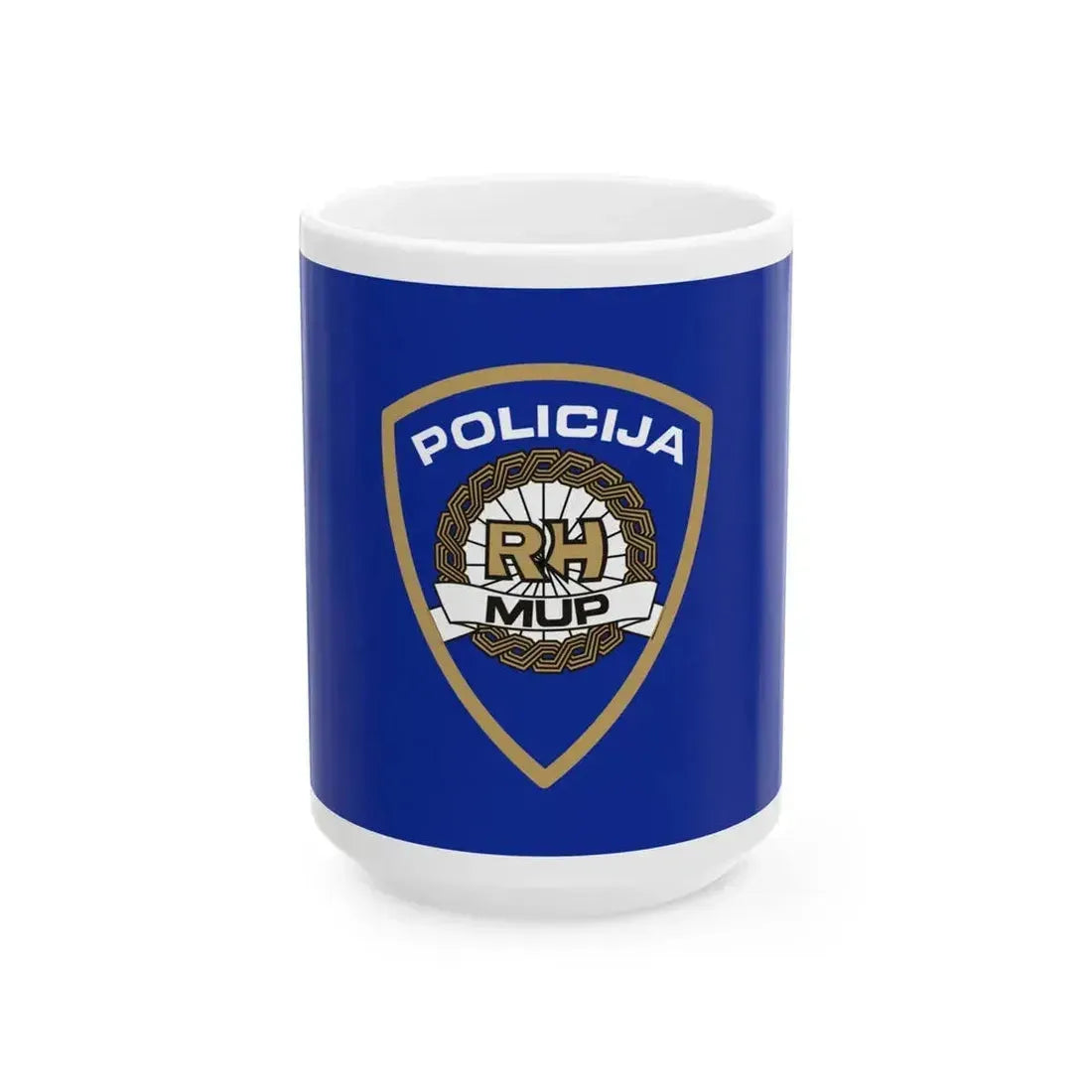 Flag of Croatian Police (Croatia) White Coffee Mug 15oz - Go Mug Yourself
