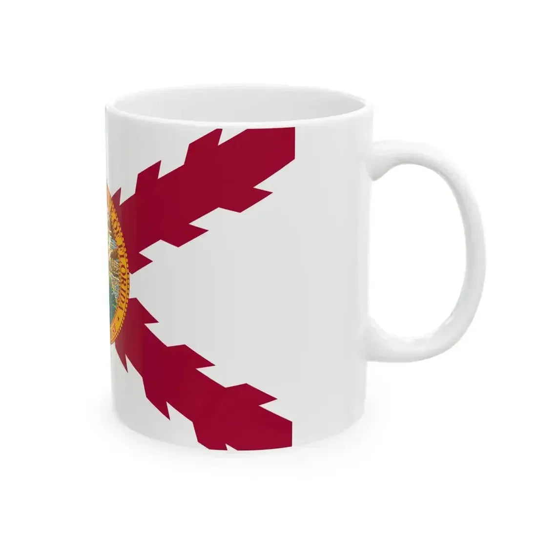 Flag of Cross of Burgundy with the Seal of Florida alternative version (United States) White Coffee Mug - Go Mug Yourself