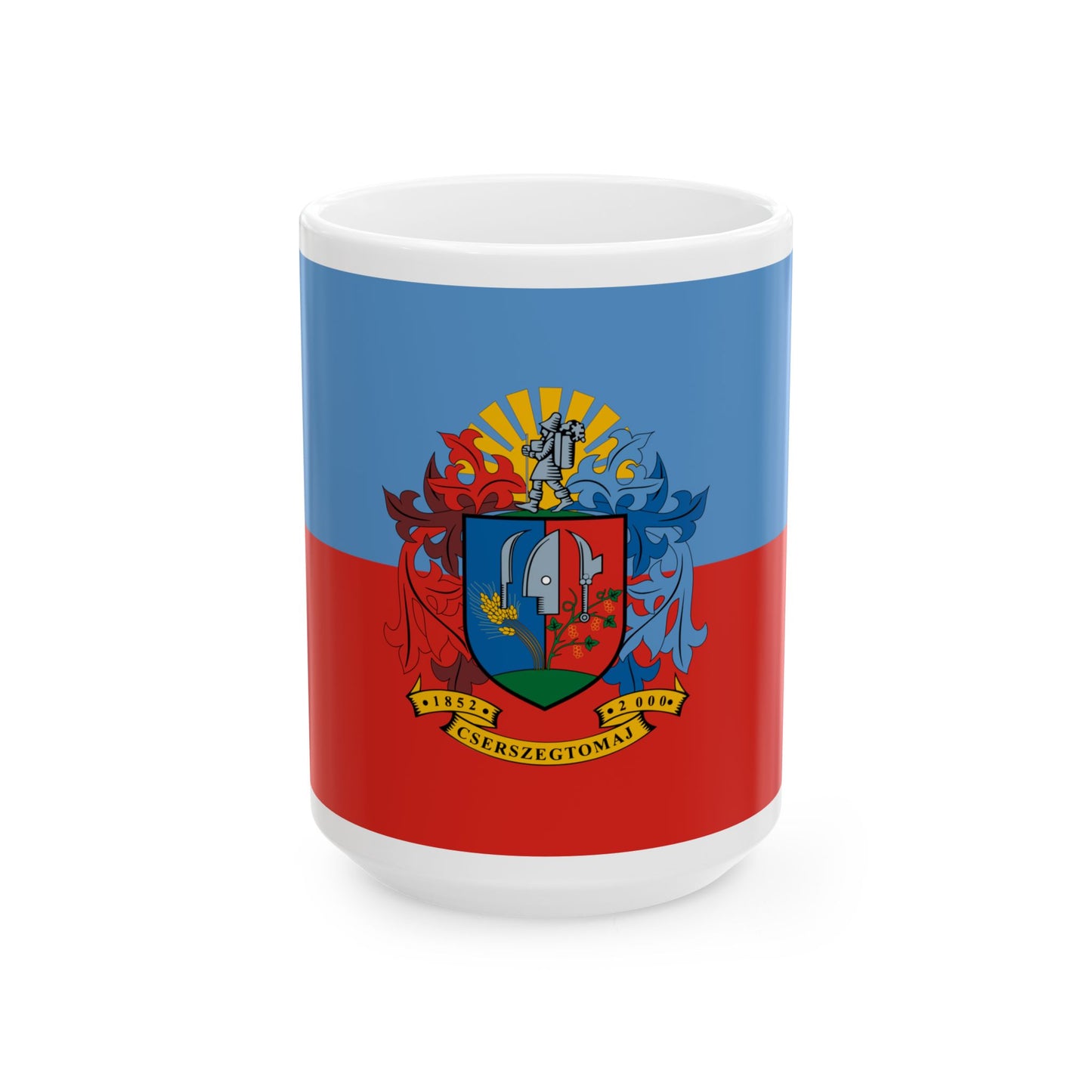 Flag of Cserszegtomaj (Hungary) White Coffee Mug-15oz-Go Mug Yourself