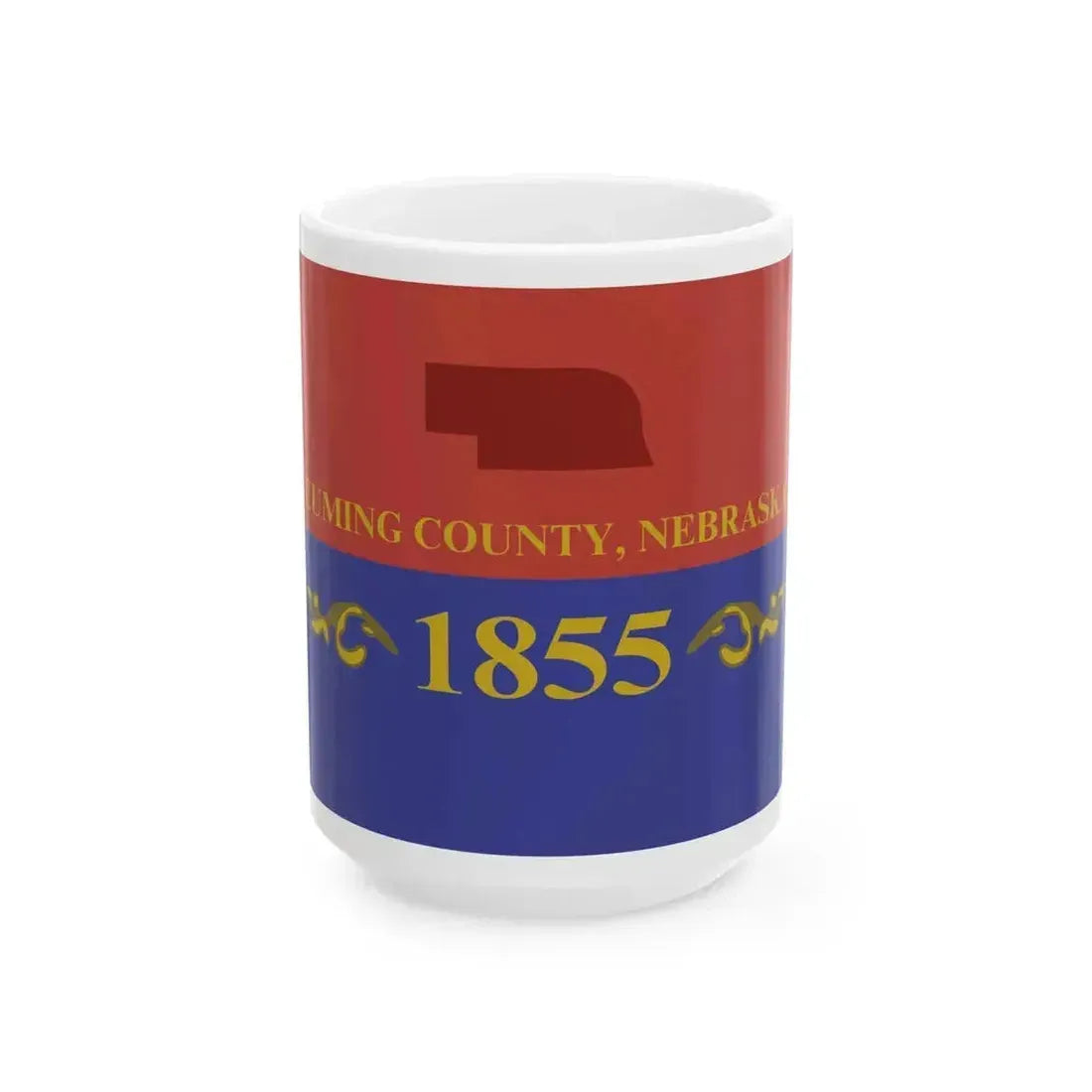Flag of Cuming County Nebraska (United States) White Coffee Mug 15oz - Go Mug Yourself