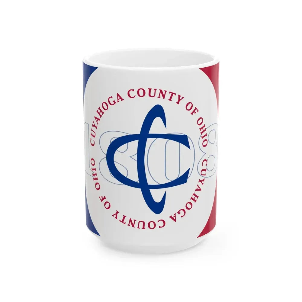Flag of Cuyahoga County Ohio pre 2014 (United States) White Coffee Mug 15oz - Go Mug Yourself