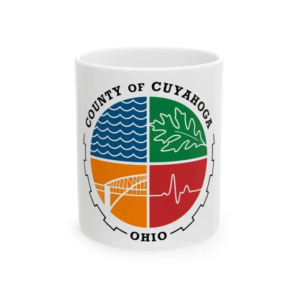 Flag of Cuyahoga County Ohio (United States) White Coffee Mug 11oz - Go Mug Yourself