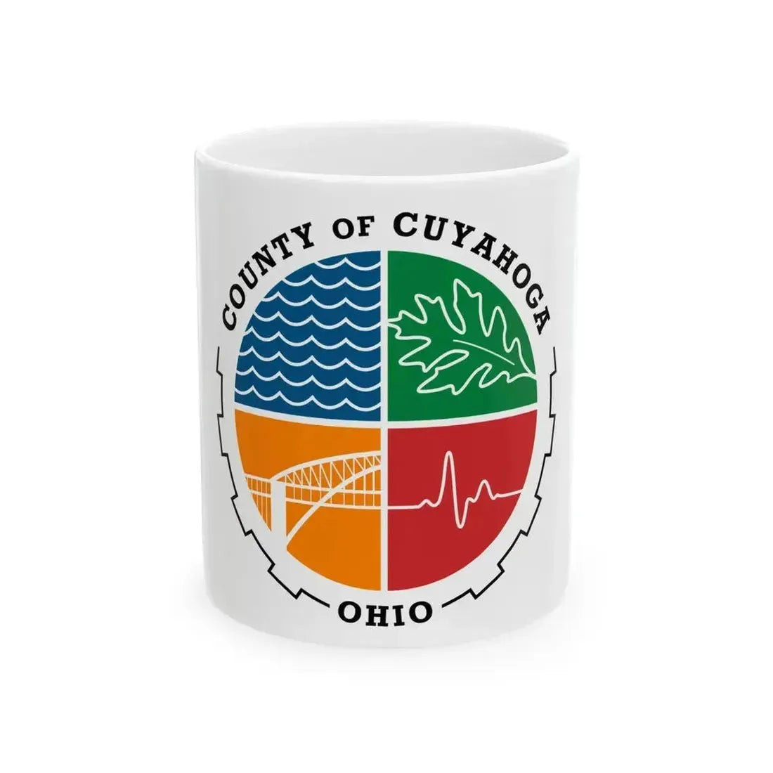 Flag of Cuyahoga County Ohio (United States) White Coffee Mug 11oz - Go Mug Yourself