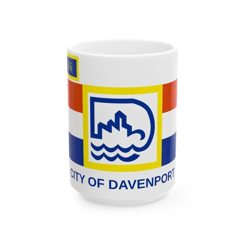 Flag of Davenport Iowa (United States) White Coffee Mug 15oz - Go Mug Yourself
