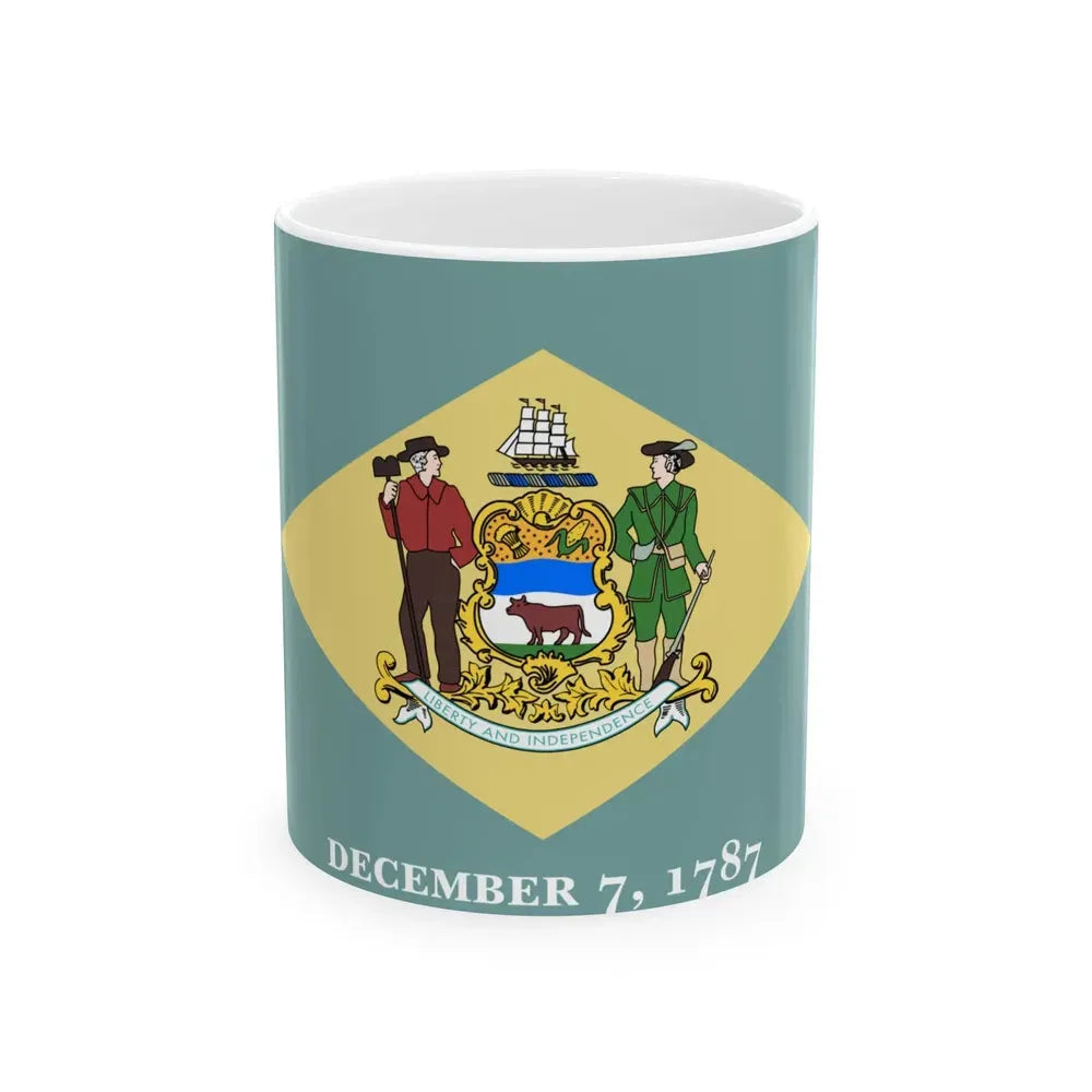 Flag of Delaware 3-2 (United States) White Coffee Mug 11oz - Go Mug Yourself