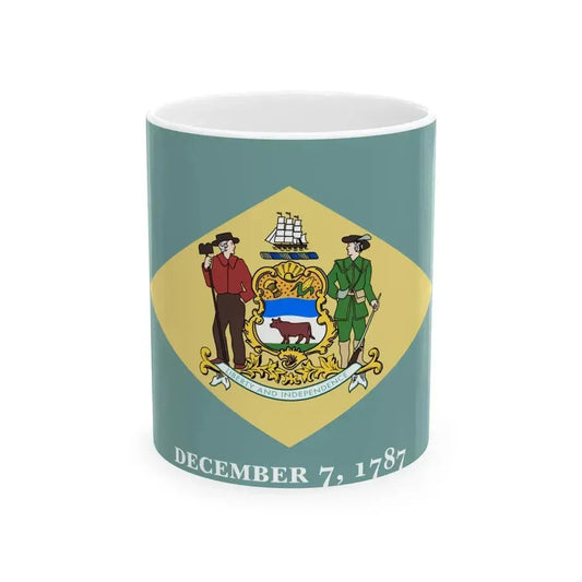 Flag of Delaware 3-2 (United States) White Coffee Mug 11oz - Go Mug Yourself