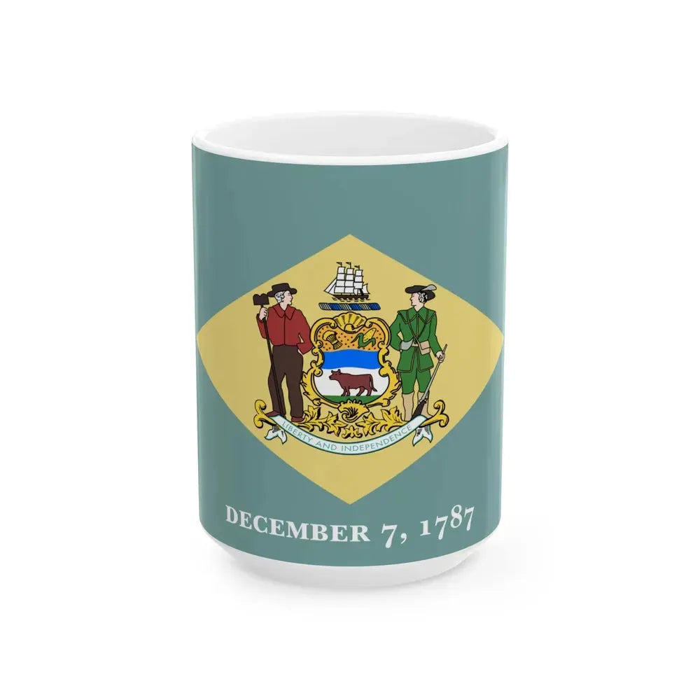 Flag of Delaware 3-2 (United States) White Coffee Mug 15oz - Go Mug Yourself