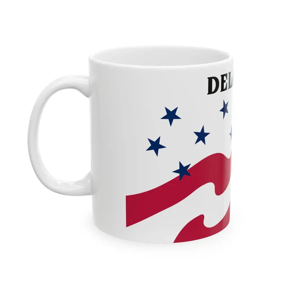Flag of Delaware County Iowa Sesquicentennial (United States) White Coffee Mug - Go Mug Yourself
