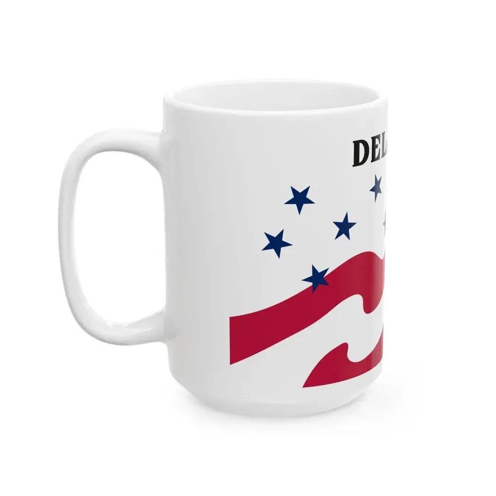 Flag of Delaware County Iowa Sesquicentennial (United States) White Coffee Mug - Go Mug Yourself