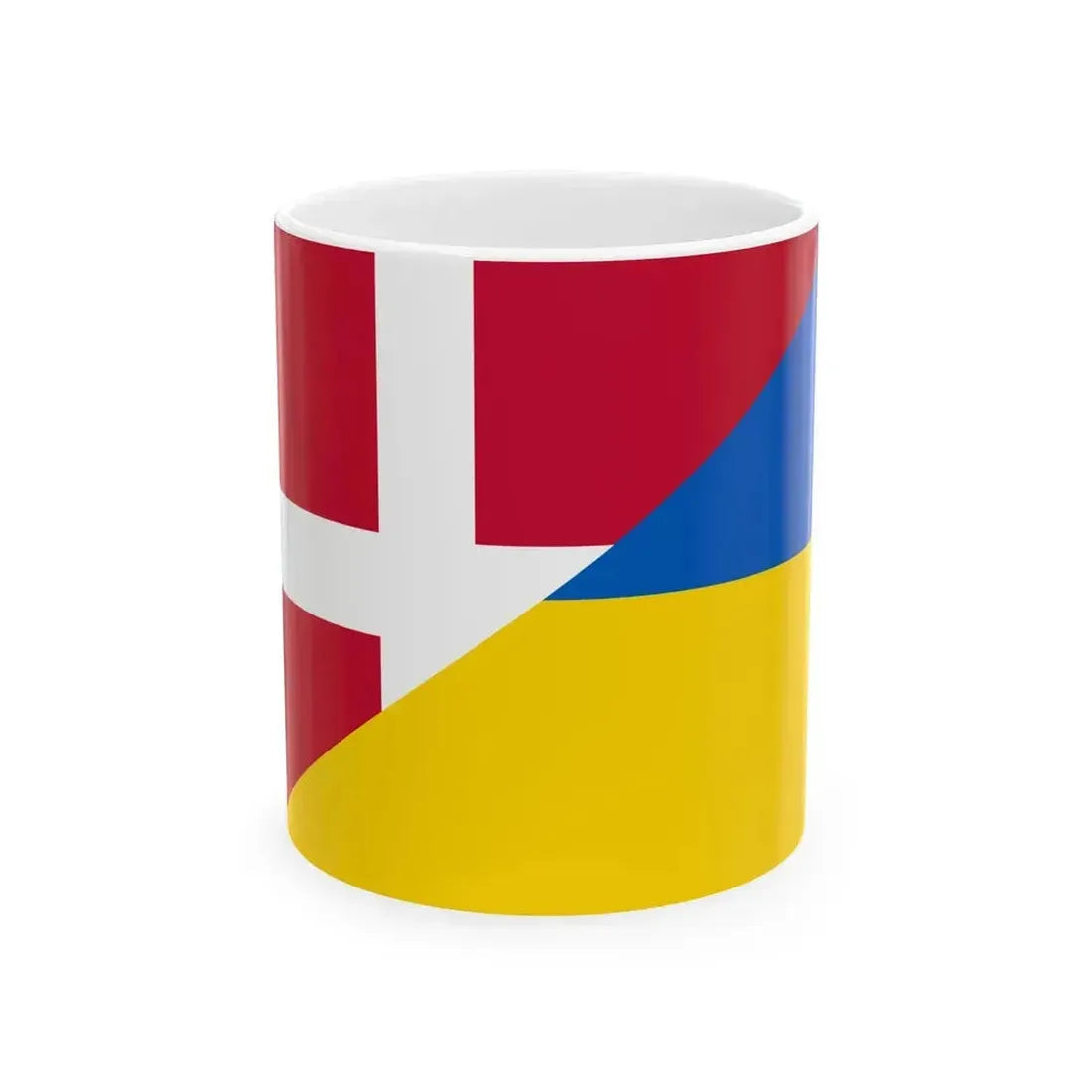 Flag of Denmark and Ukraine (Denmark) White Coffee Mug 11oz - Go Mug Yourself