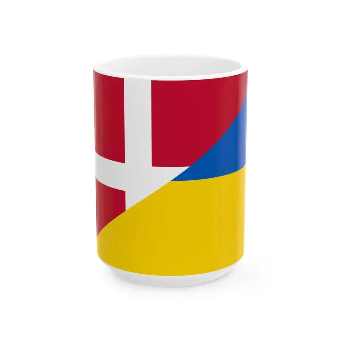 Flag of Denmark and Ukraine (Denmark) White Coffee Mug 15oz - Go Mug Yourself