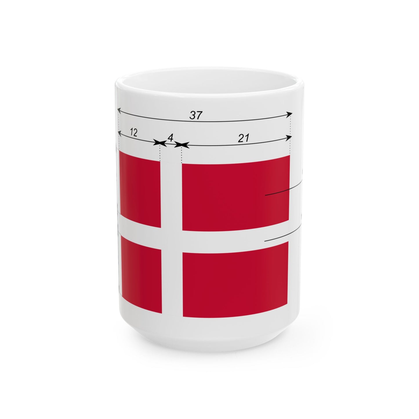 Flag of Denmark-proportions-da (Denmark) White Coffee Mug-15oz-Go Mug Yourself