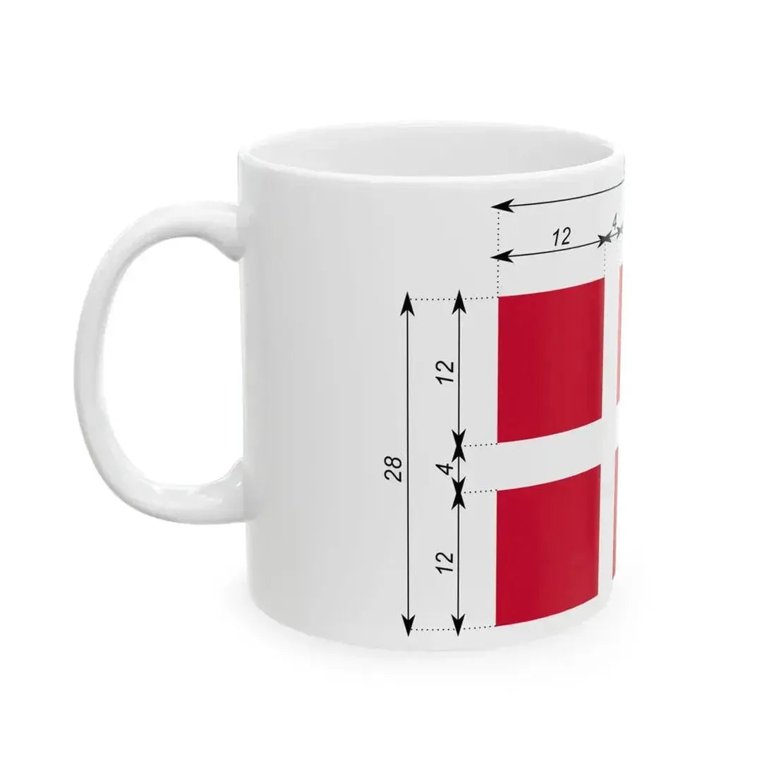 Flag of Denmark-proportions-da (Denmark) White Coffee Mug - Go Mug Yourself