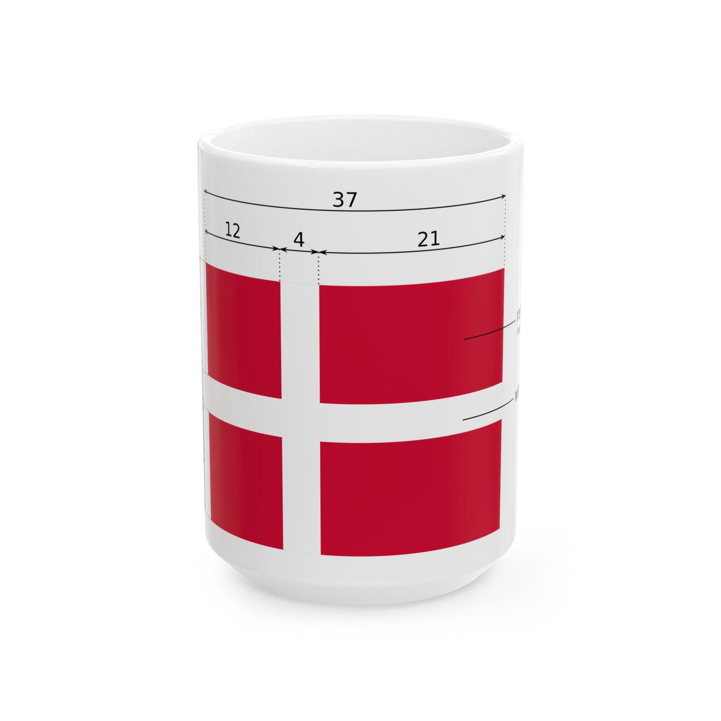Flag of Denmark-proportions-en (Denmark) White Coffee Mug-15oz-Go Mug Yourself