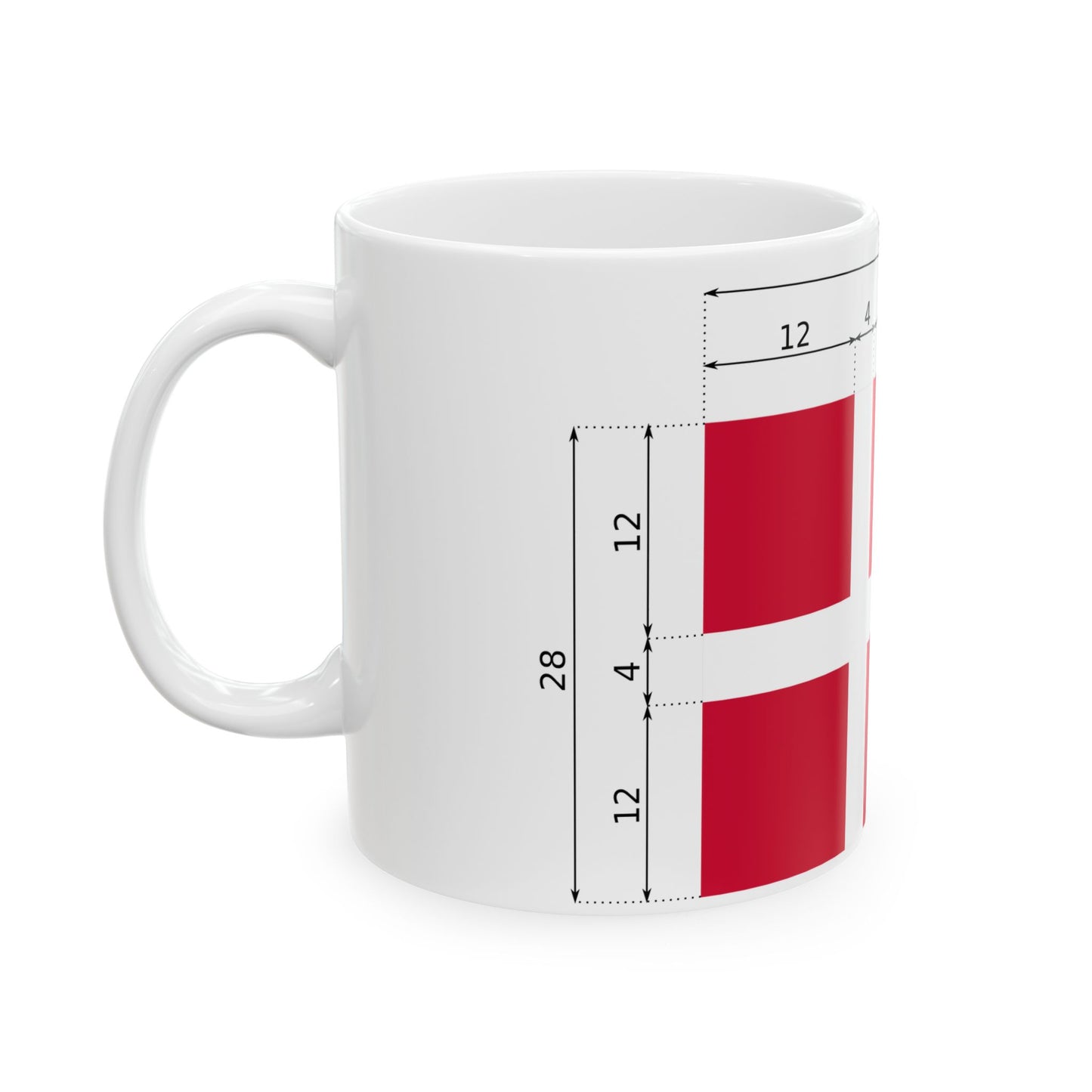 Flag of Denmark-proportions-en (Denmark) White Coffee Mug-Go Mug Yourself
