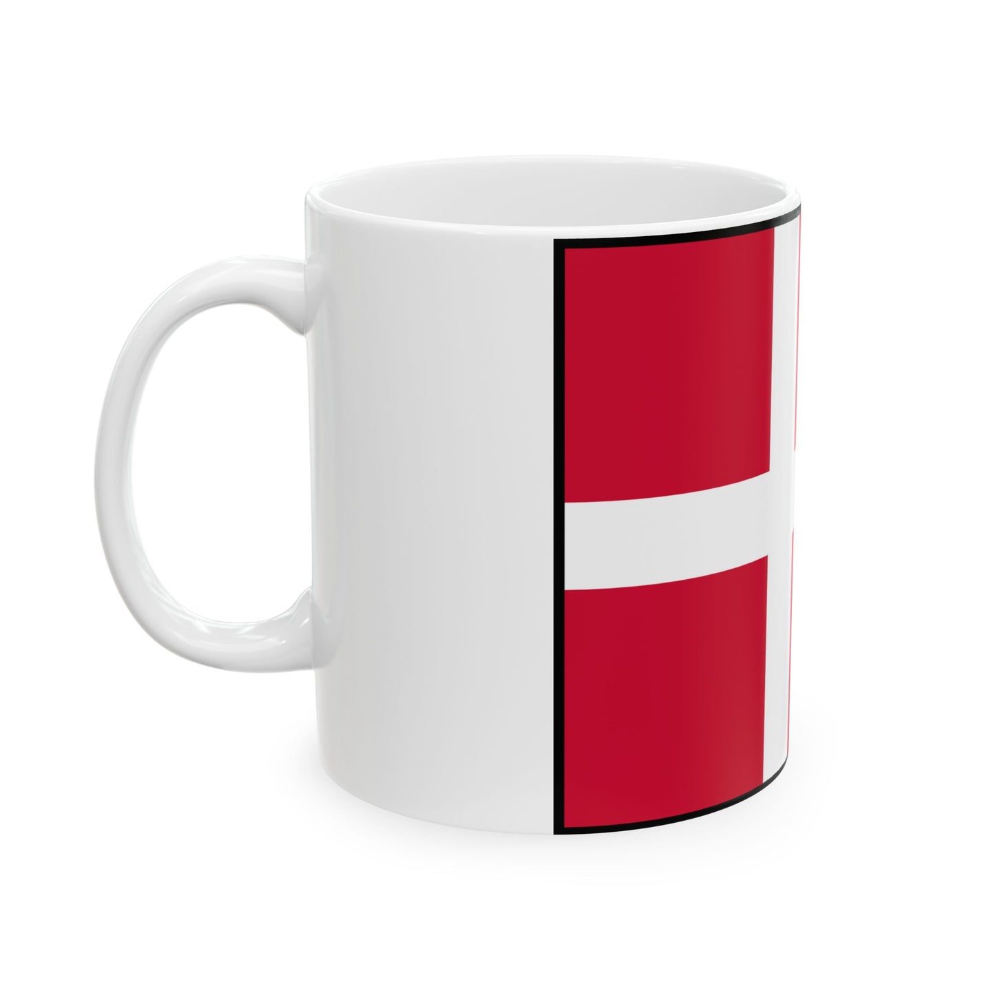 Flag of Denmark with border (Denmark) White Coffee Mug-Go Mug Yourself