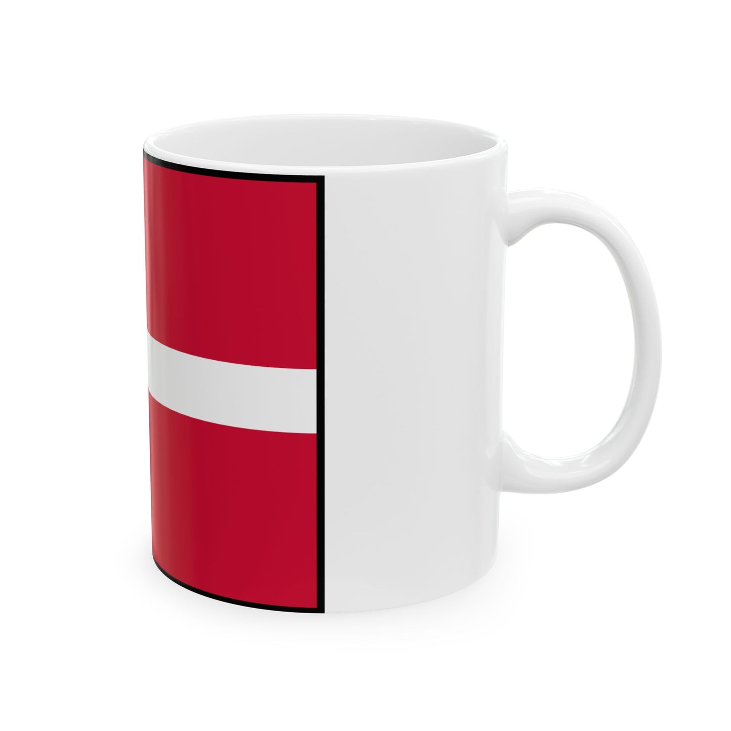 Flag of Denmark with border (Denmark) White Coffee Mug-Go Mug Yourself