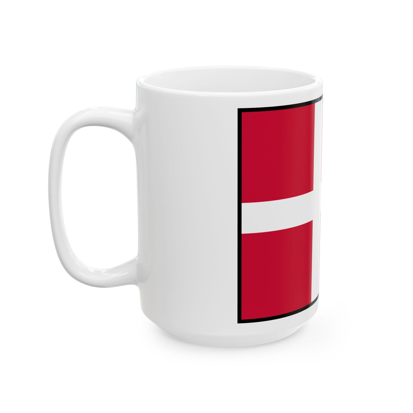 Flag of Denmark with border (Denmark) White Coffee Mug-Go Mug Yourself