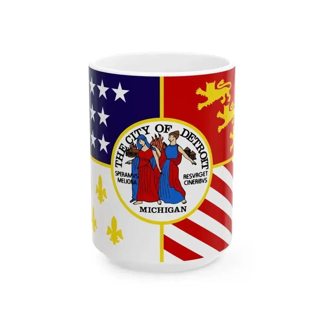 Flag of Detroit 1976-2000 (United States) White Coffee Mug 15oz - Go Mug Yourself