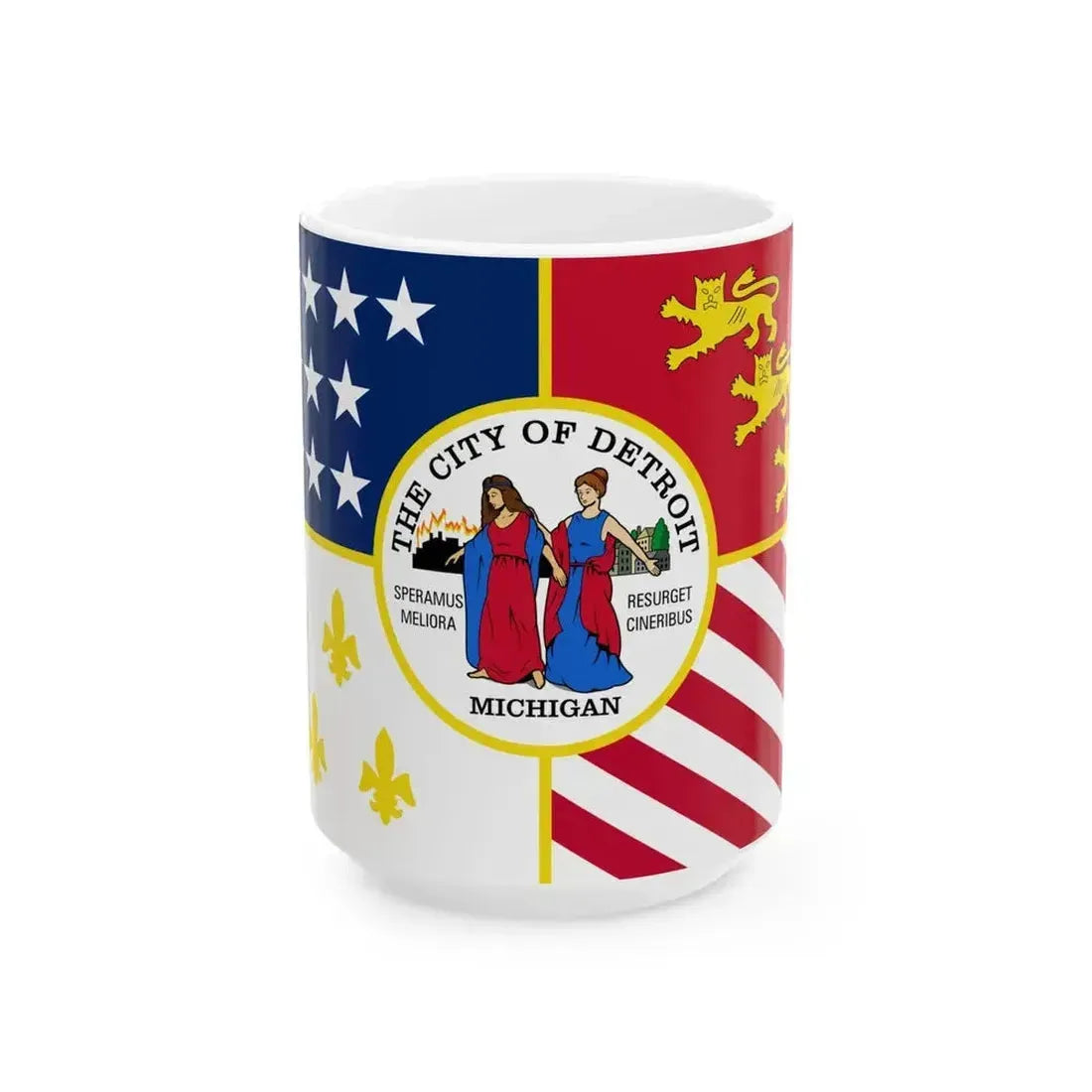 Flag of Detroit (United States) White Coffee Mug 15oz - Go Mug Yourself