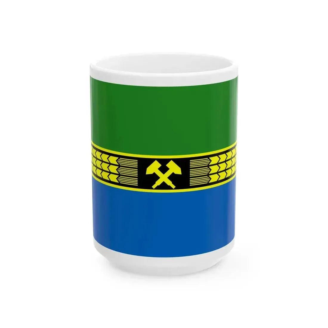 Flag of Dobropillia raion (Ukraine) White Coffee Mug 15oz - Go Mug Yourself