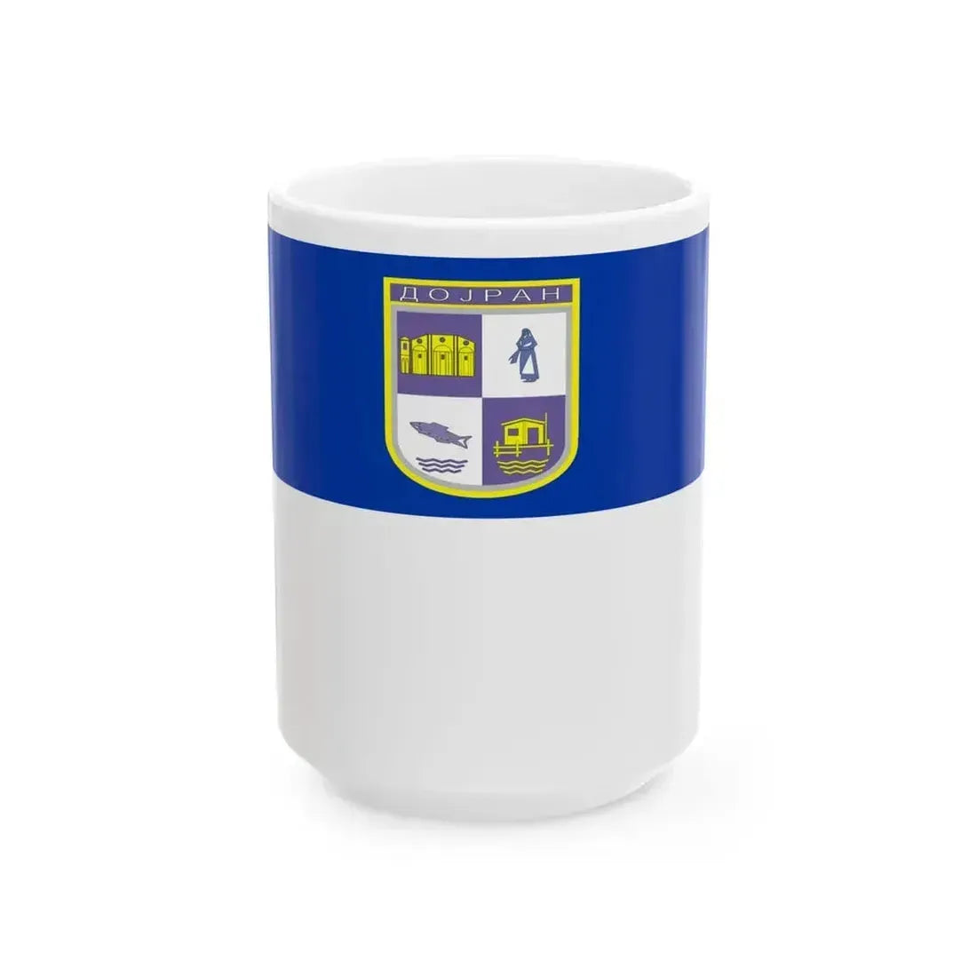 Flag of Dojran Municipality North Macedonia (North Macedonia) White Coffee Mug 15oz - Go Mug Yourself