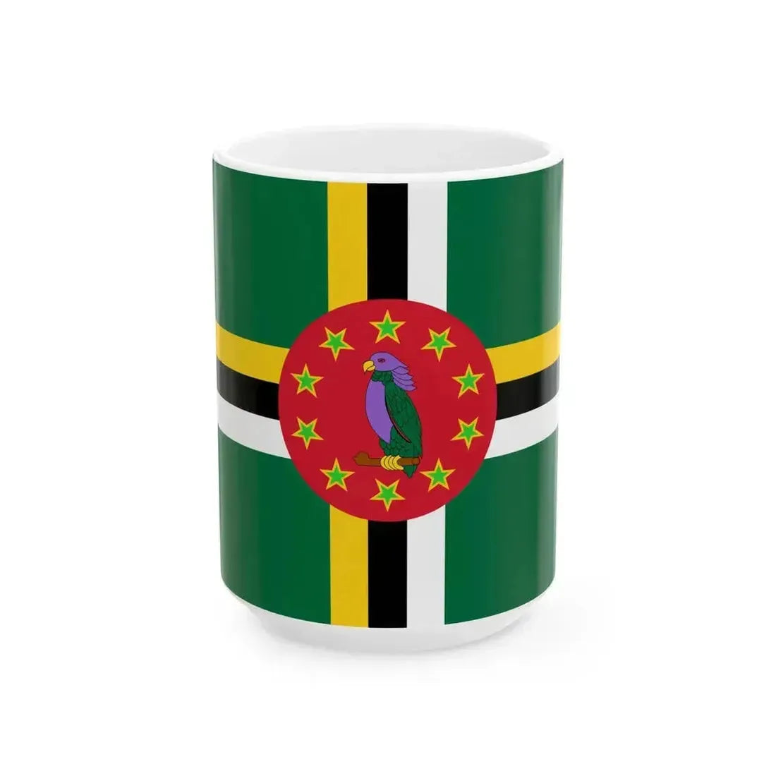 Flag of Dominica 1988-1990 3-2 (Dominica) White Coffee Mug 15oz - Go Mug Yourself