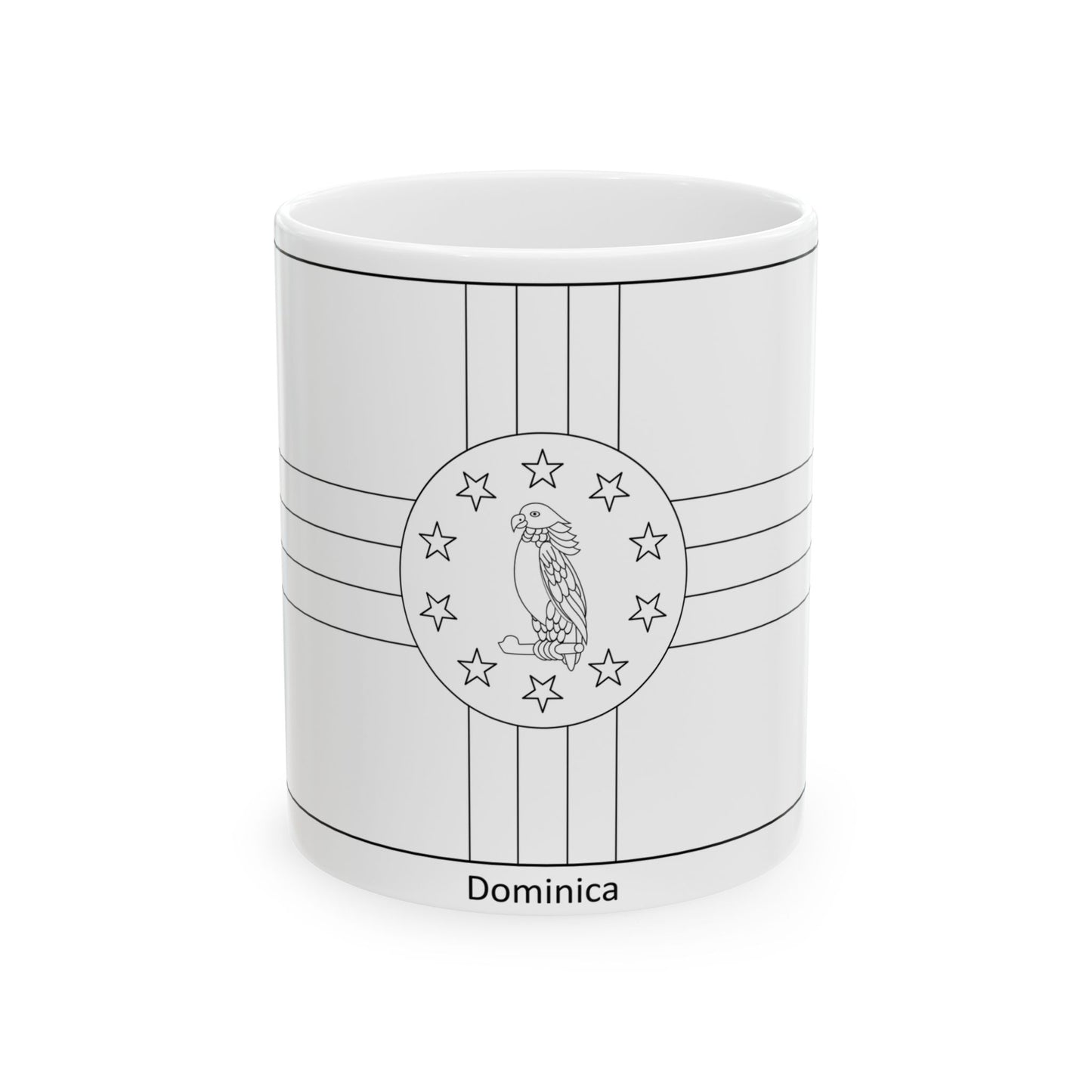 Flag of Dominica colouring page (Dominica) White Coffee Mug-11oz-Go Mug Yourself