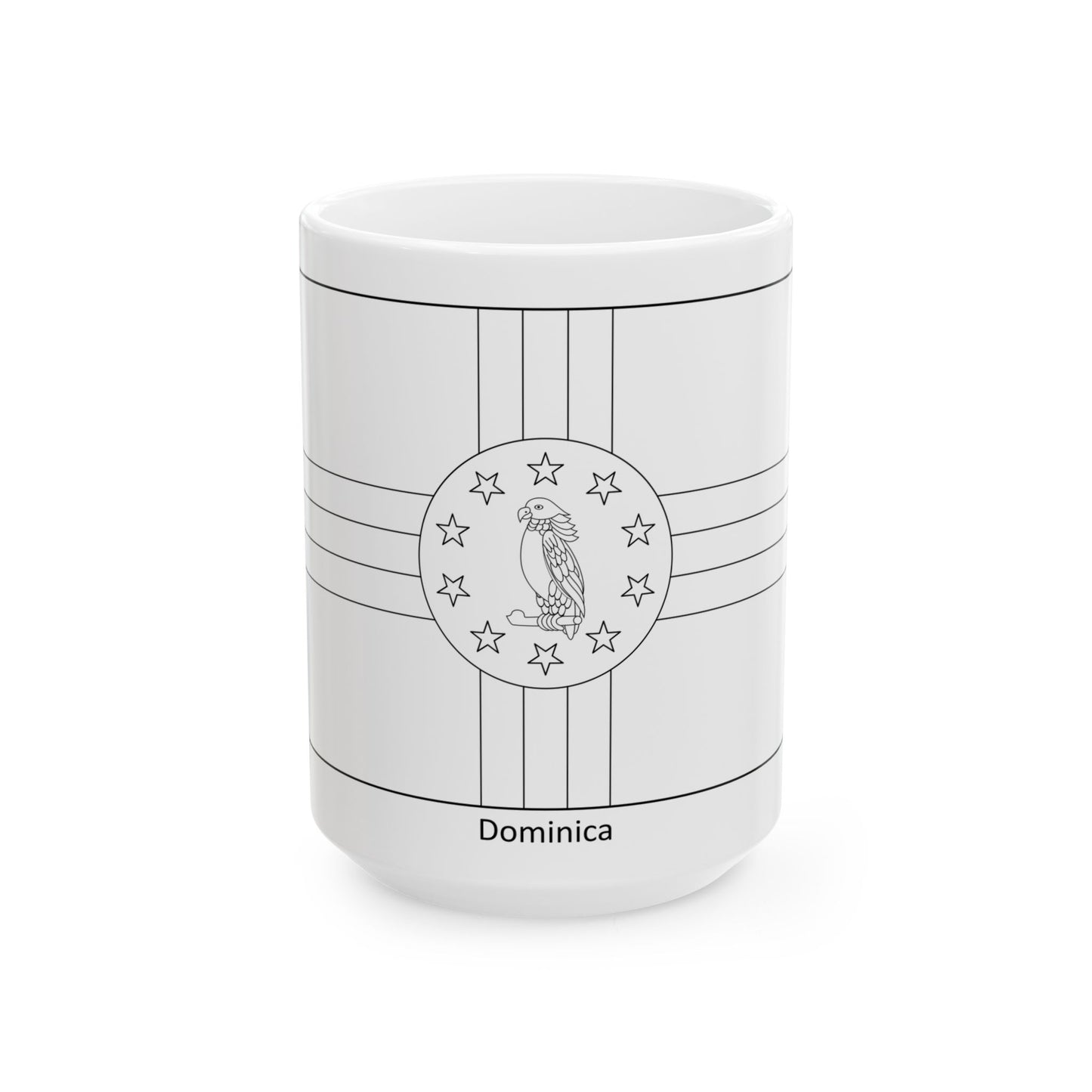 Flag of Dominica colouring page (Dominica) White Coffee Mug-15oz-Go Mug Yourself