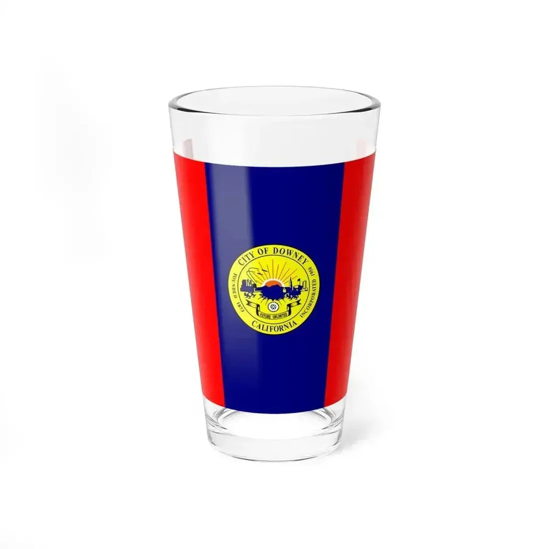 Flag of Downey, California - Pint Glass 16oz 16oz - Go Mug Yourself