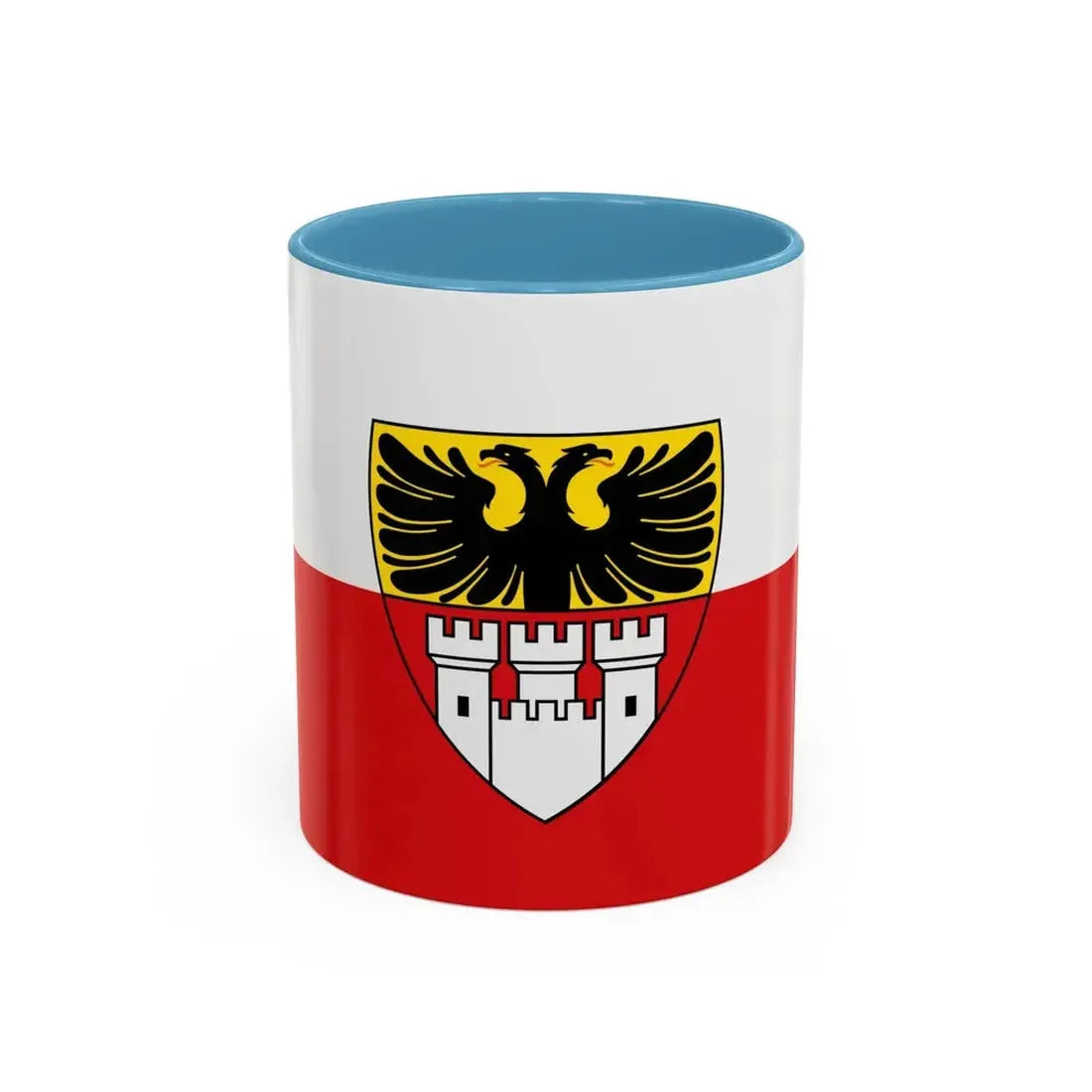 Flag of Duisburg mit Wappen Germany - Accent Coffee Mug 11oz Light Blue - Go Mug Yourself