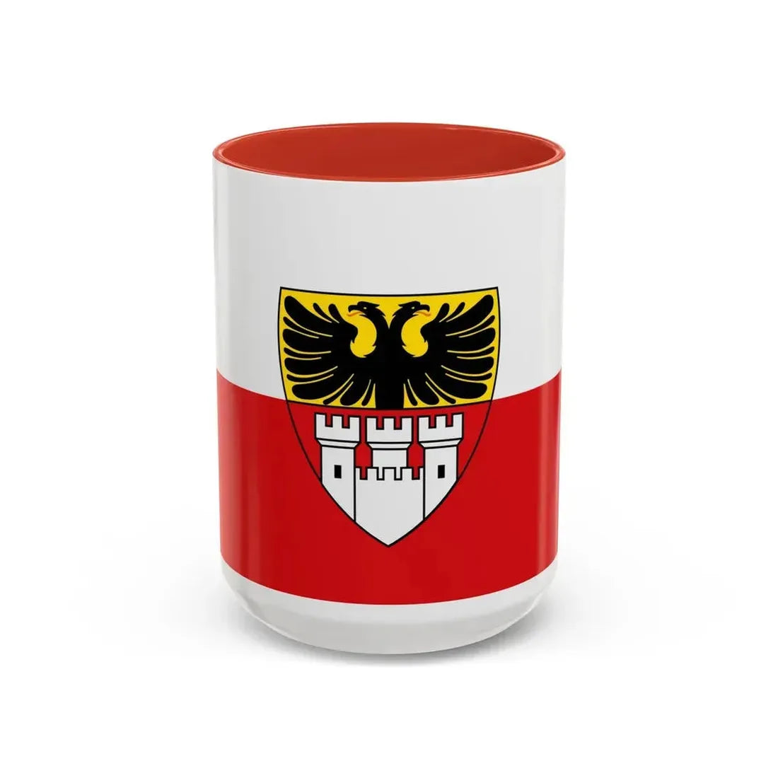Flag of Duisburg mit Wappen Germany - Accent Coffee Mug 15oz Red - Go Mug Yourself