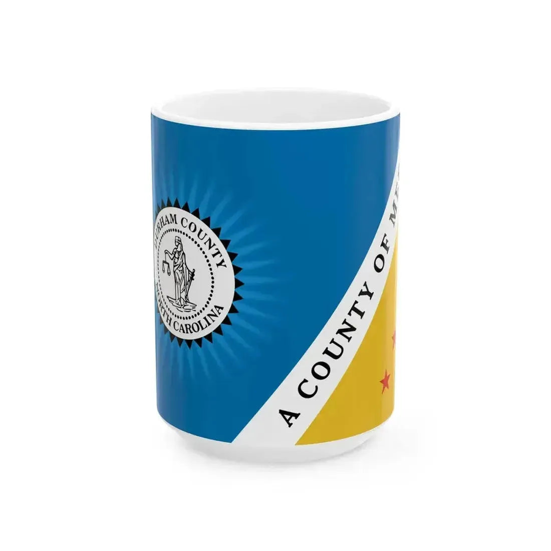 Flag of Durham County North Carolina 2002-2020 (United States) White Coffee Mug 15oz - Go Mug Yourself