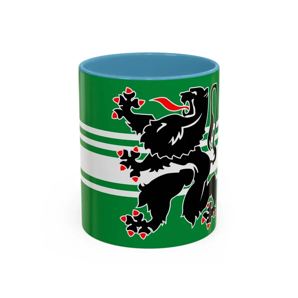 Flag of East Flanders Belgium - Accent Coffee Mug 11oz Light Blue - Go Mug Yourself