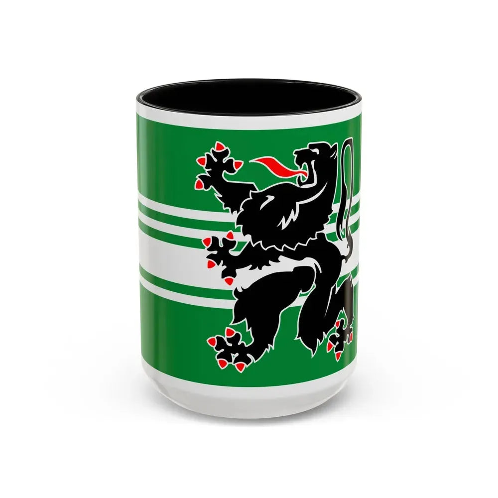 Flag of East Flanders Belgium - Accent Coffee Mug 15oz Black - Go Mug Yourself