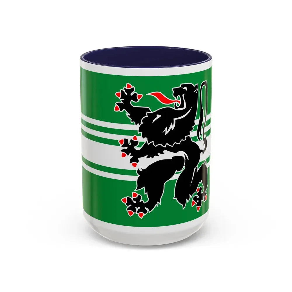 Flag of East Flanders Belgium - Accent Coffee Mug 15oz Navy - Go Mug Yourself