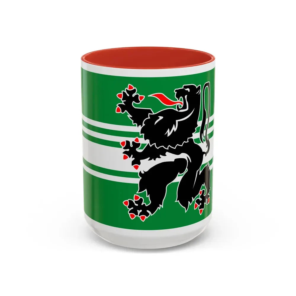 Flag of East Flanders Belgium - Accent Coffee Mug 15oz Red - Go Mug Yourself