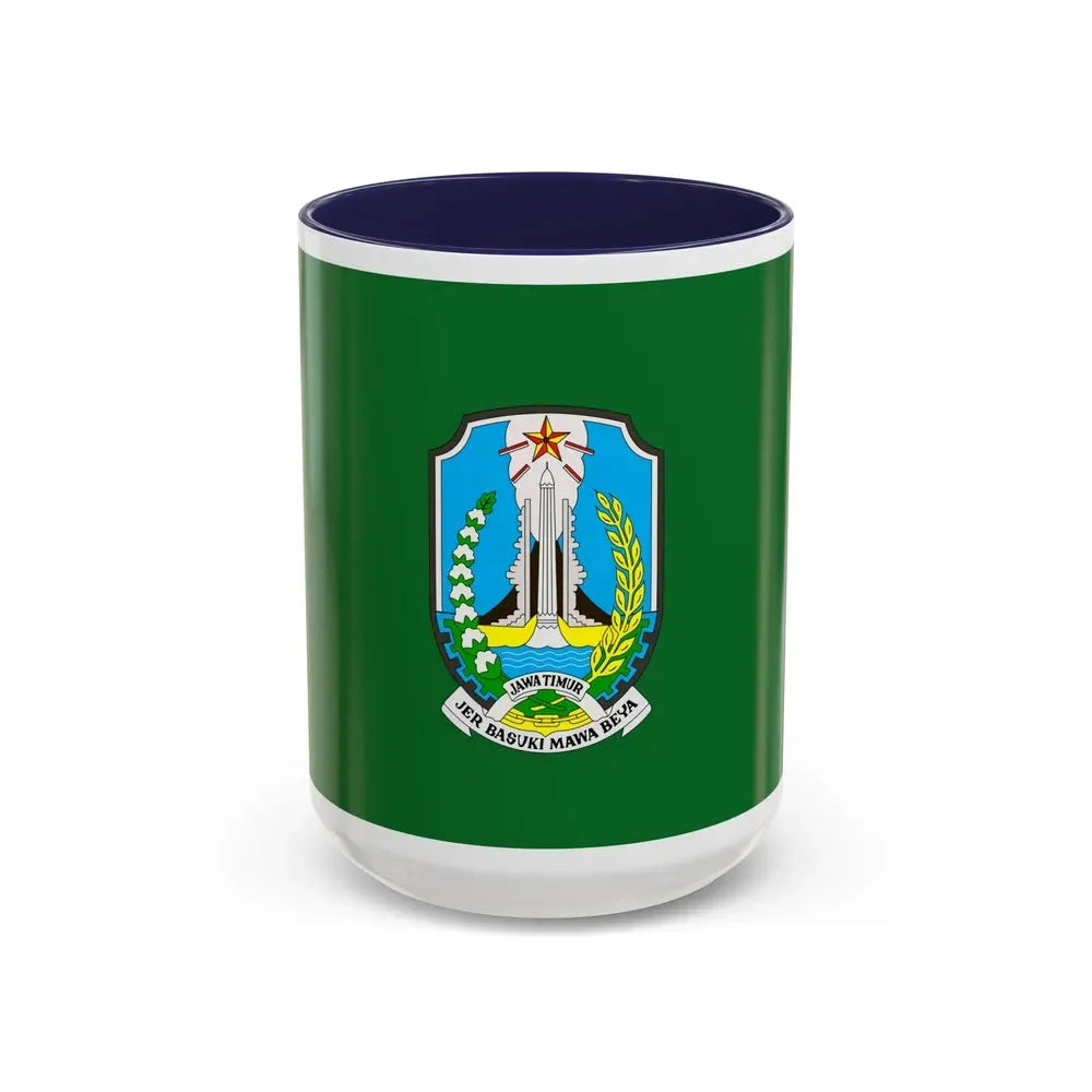 Flag of East Java Indonesia - Accent Coffee Mug 15oz Navy - Go Mug Yourself