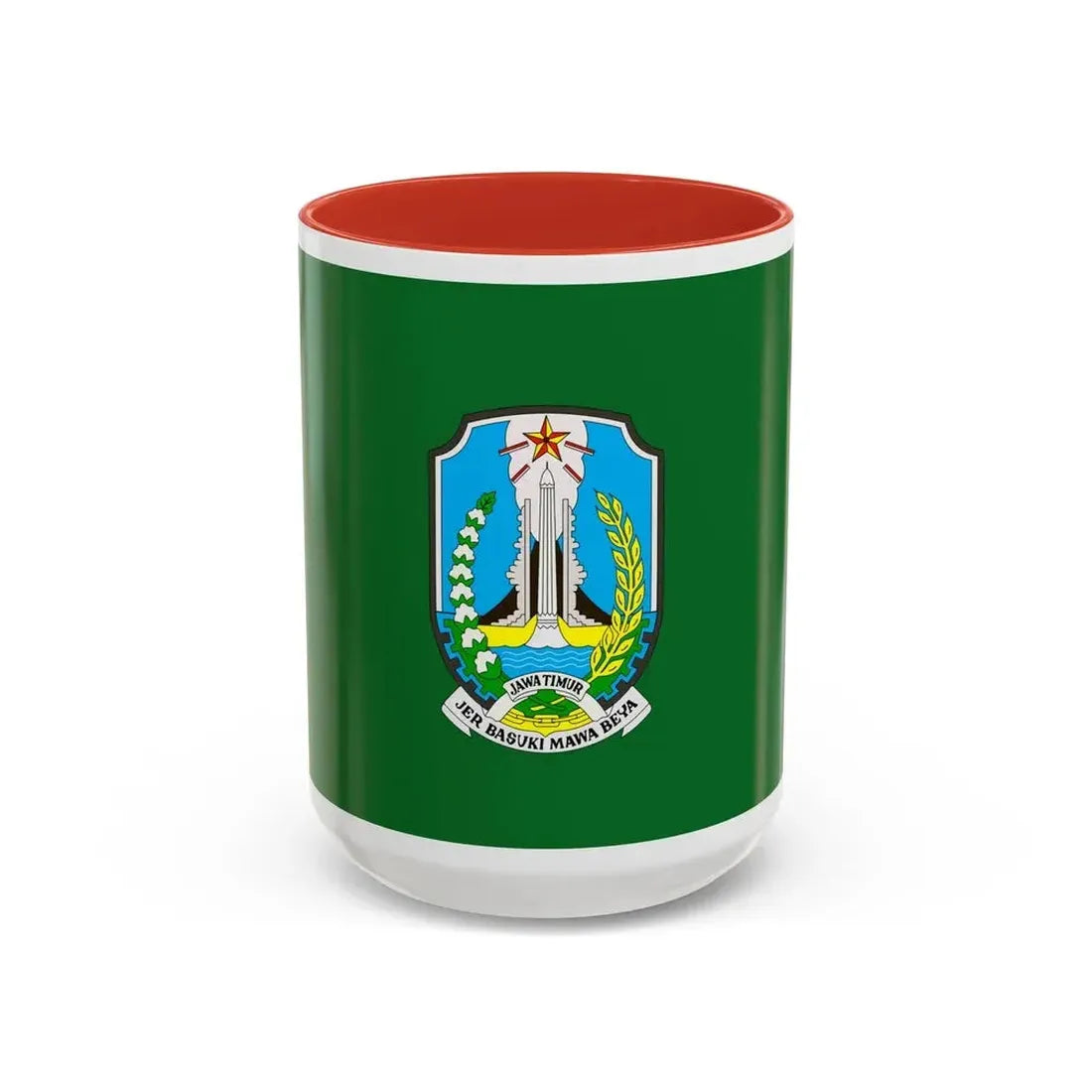 Flag of East Java Indonesia - Accent Coffee Mug 15oz Red - Go Mug Yourself