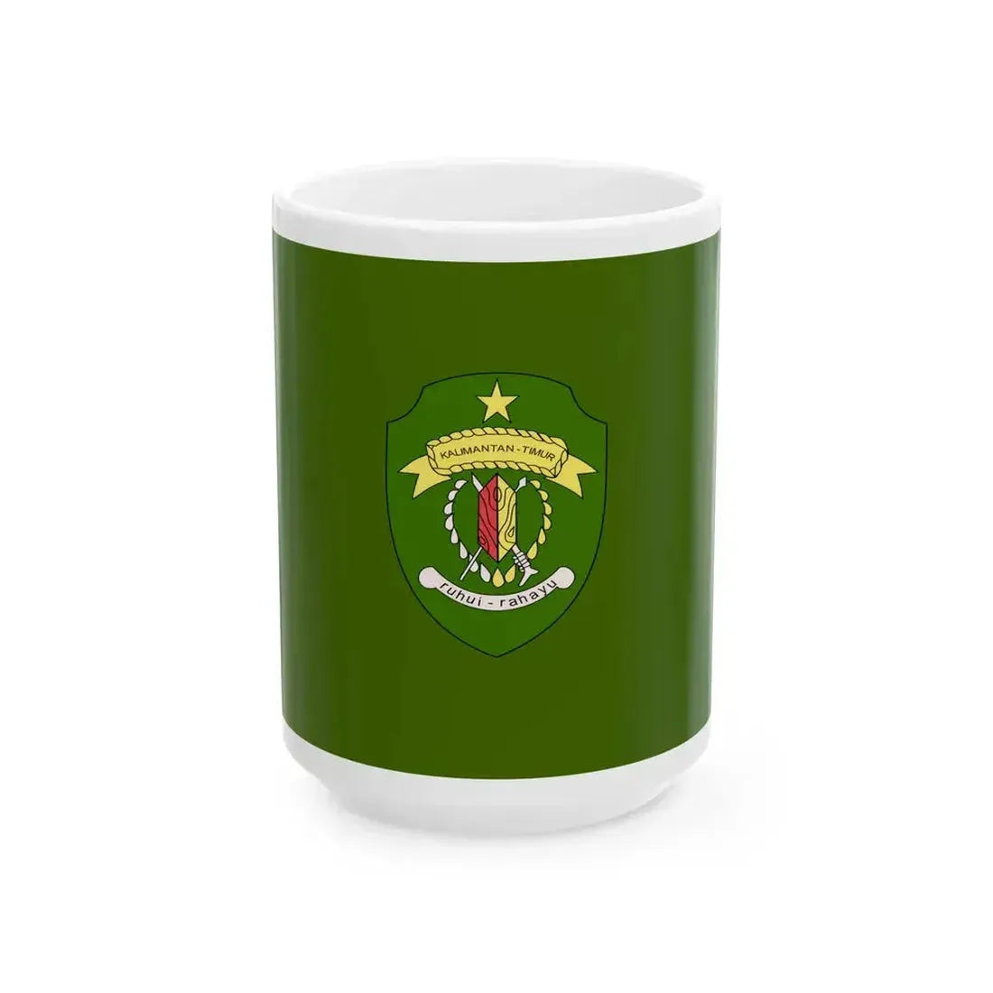 Flag of East Kalimantan Indonesia - White Coffee Mug 15oz - Go Mug Yourself