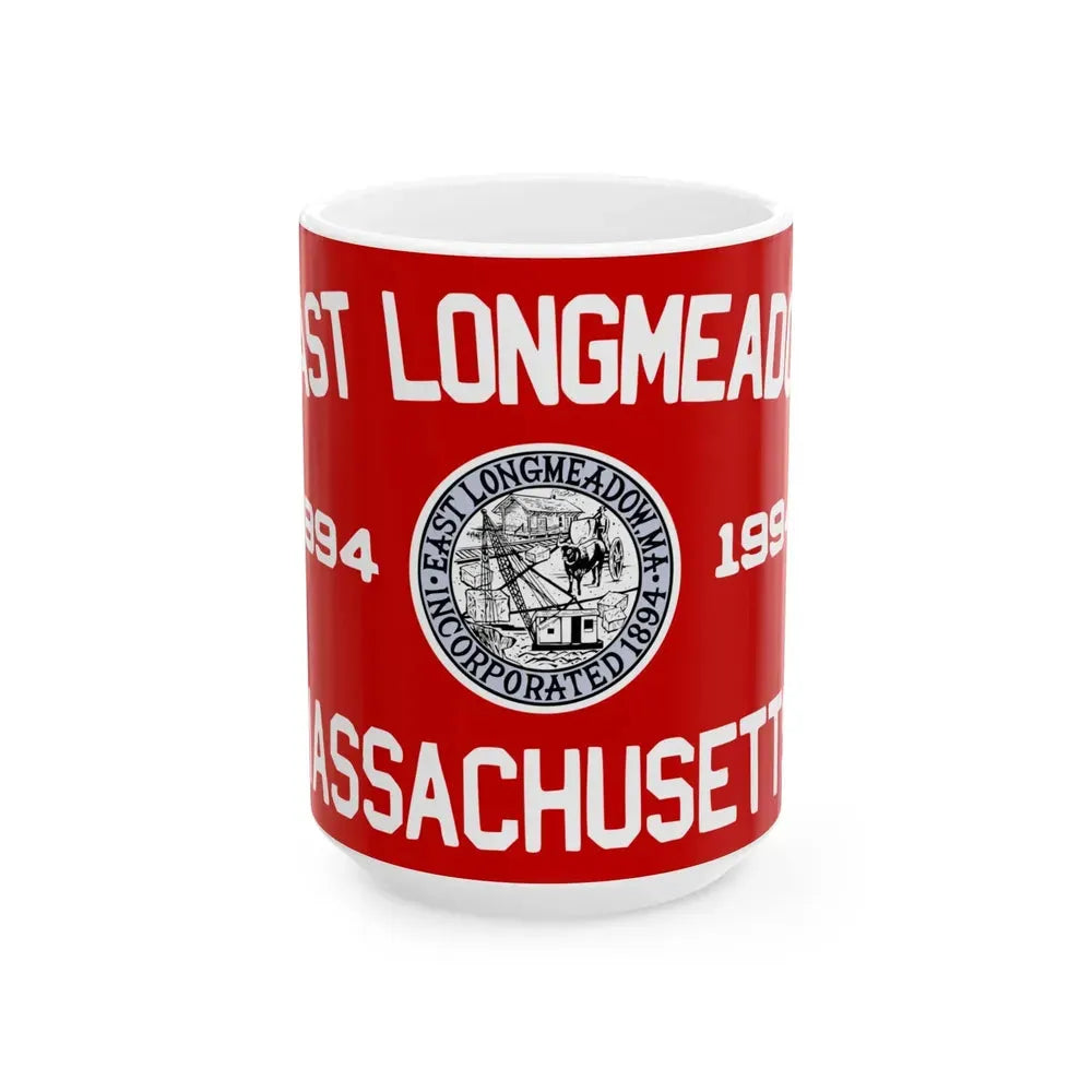 Flag of East Longmeadow Massachusetts (United States) White Coffee Mug 15oz - Go Mug Yourself