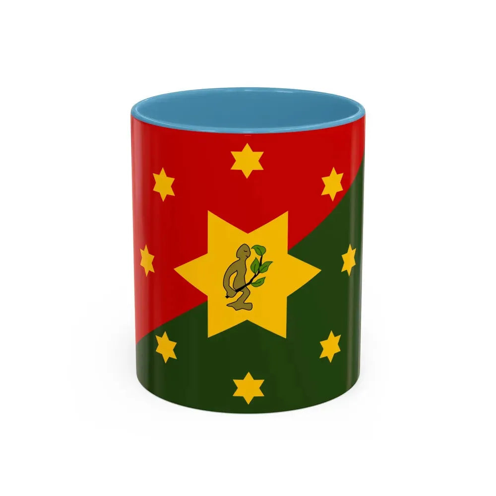 Flag of Eastern Highlands Papa New Guinea - Accent Coffee Mug 11oz Light Blue - Go Mug Yourself