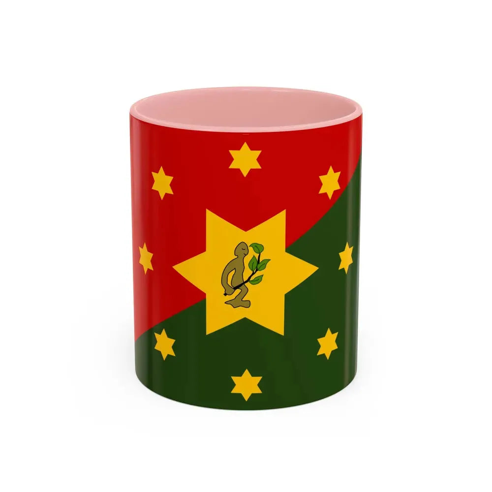 Flag of Eastern Highlands Papa New Guinea - Accent Coffee Mug 11oz Pink - Go Mug Yourself