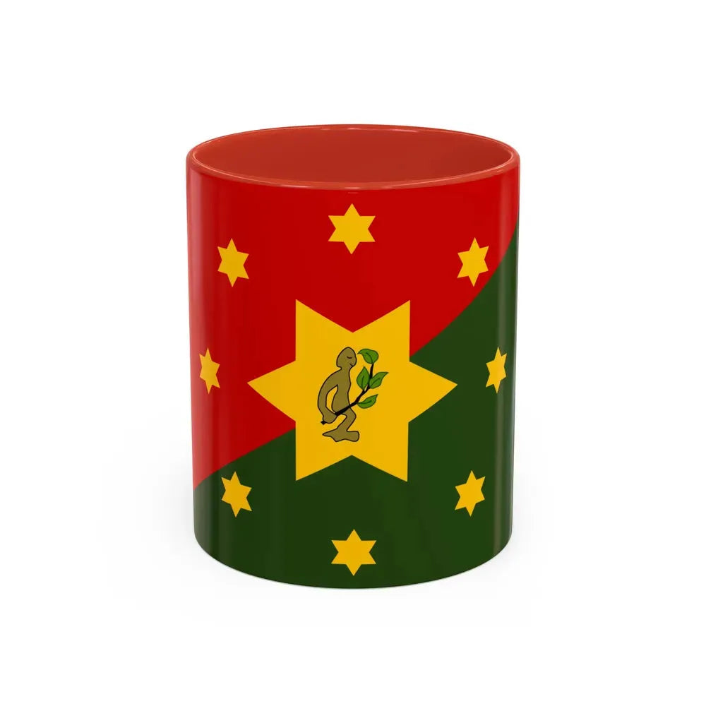 Flag of Eastern Highlands Papa New Guinea - Accent Coffee Mug 11oz Red - Go Mug Yourself