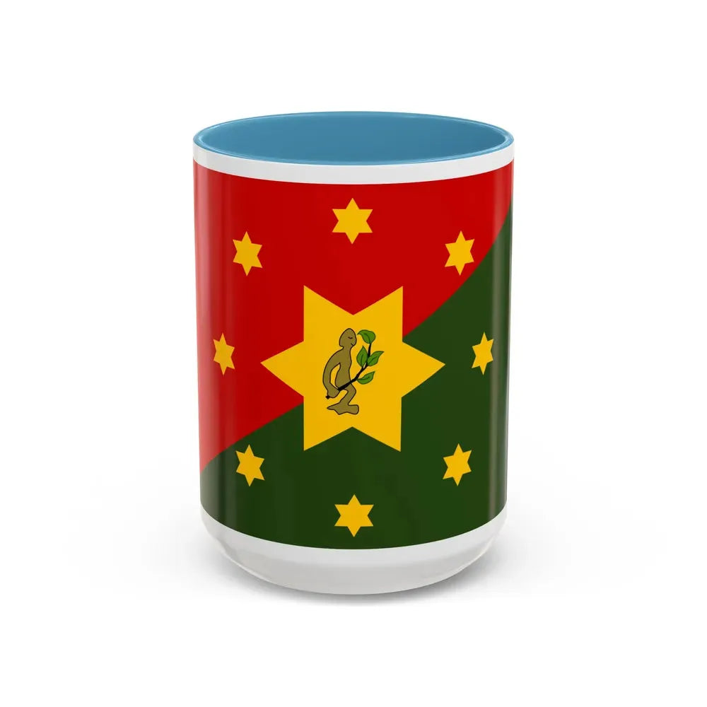 Flag of Eastern Highlands Papa New Guinea - Accent Coffee Mug 15oz Light Blue - Go Mug Yourself