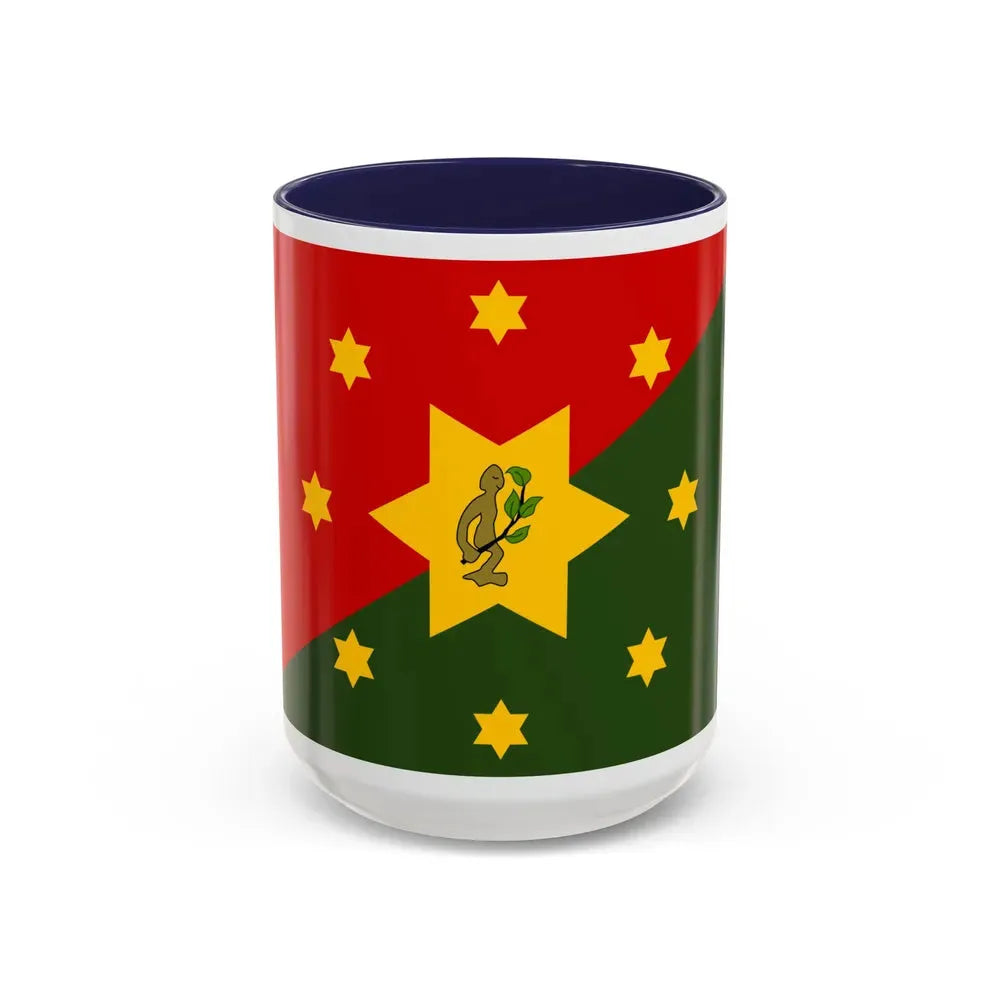 Flag of Eastern Highlands Papa New Guinea - Accent Coffee Mug 15oz Navy - Go Mug Yourself