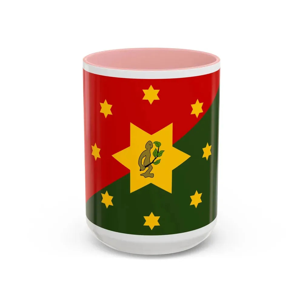 Flag of Eastern Highlands Papa New Guinea - Accent Coffee Mug 15oz Pink - Go Mug Yourself