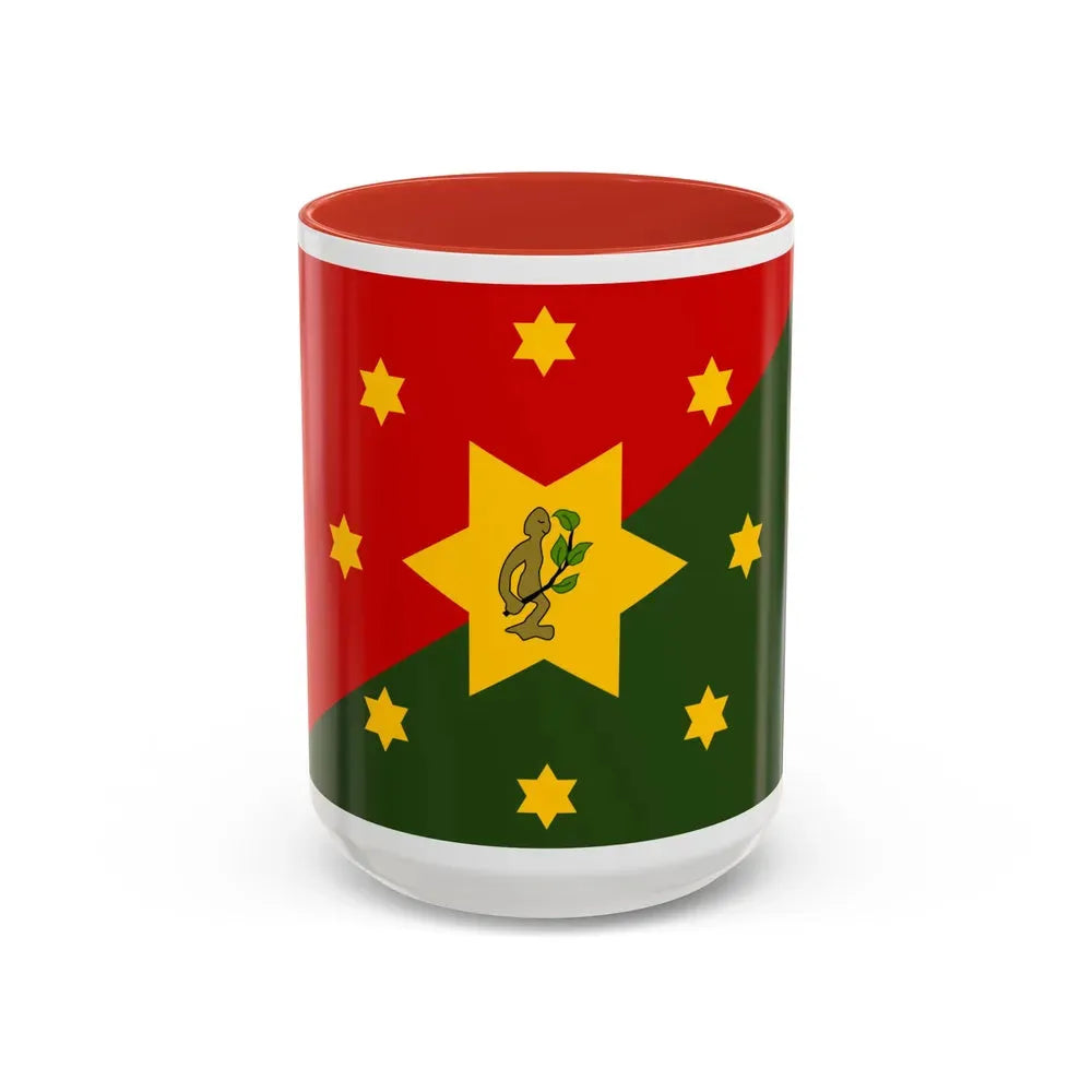 Flag of Eastern Highlands Papa New Guinea - Accent Coffee Mug 15oz Red - Go Mug Yourself